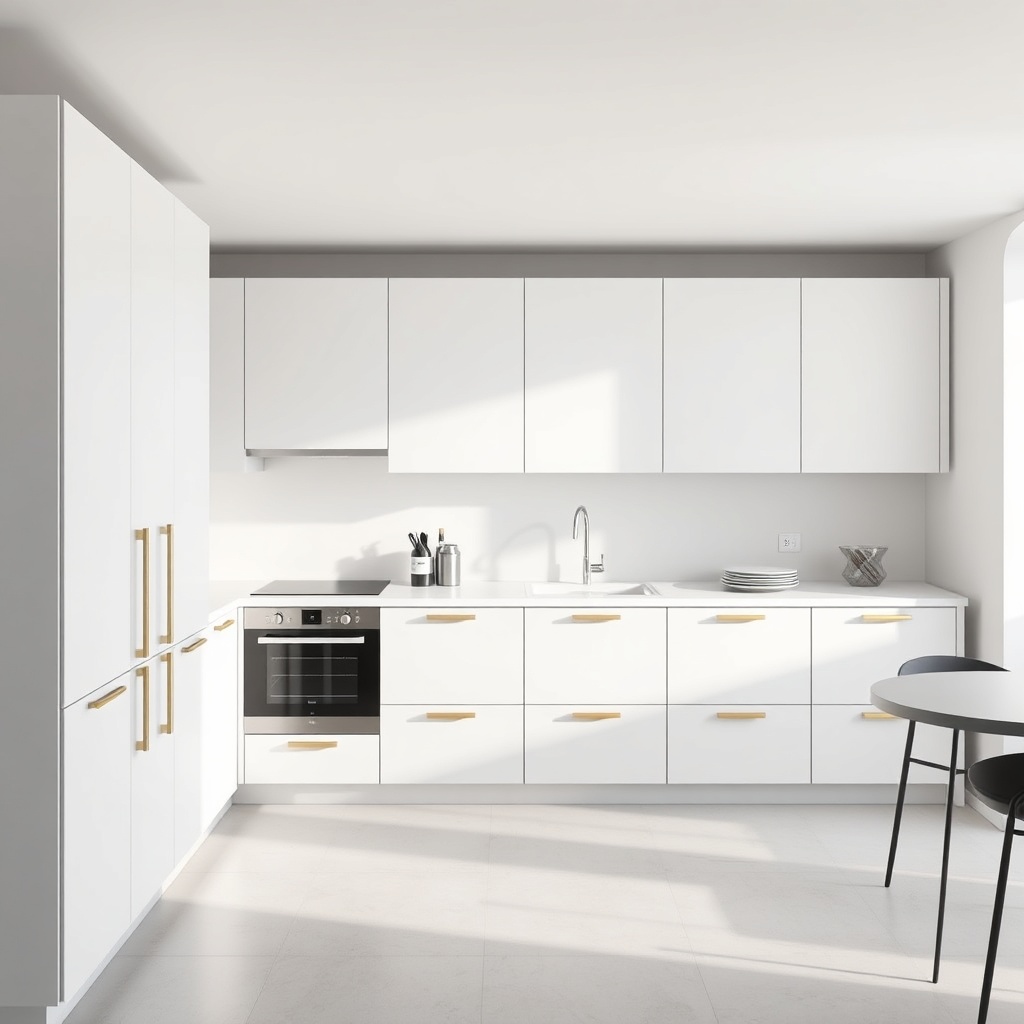 Photo of a modern kitchen with Bürck cabinets in matte white finish