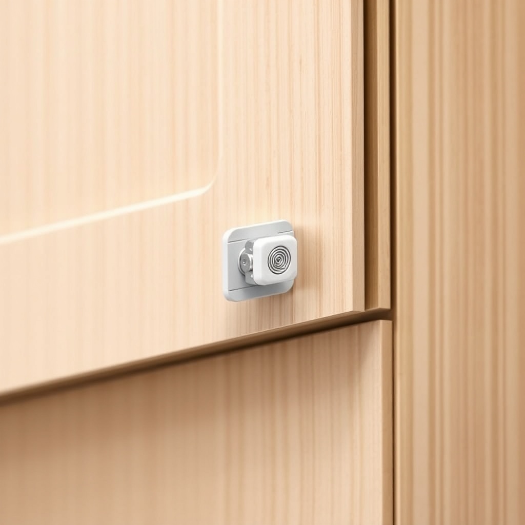 A photorealistic photo of an Ikea Sektion kitchen cabinet door with a soft-close mechanism