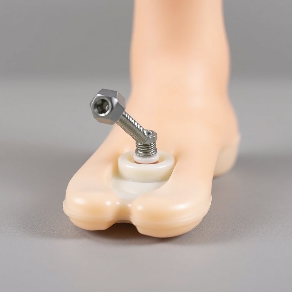 A clean photorealistic photo showing the adjustment mechanism of a Modalife Infinity foot